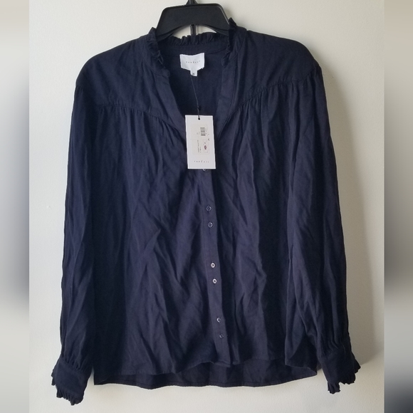 Sundays Andrea Long Sleeve Twill Top In Navy Size XS - Picture 13 of 13